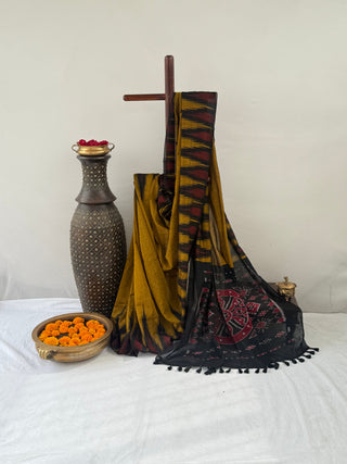 Odisha Kargil saree (Golden Black and Yellow)