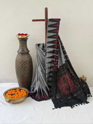 Odisha Kargil Saree (Grey and Black)