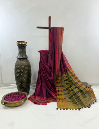 Cotton Odisha Saree Sagarpali,Sambalpur (Mulberry Purple)