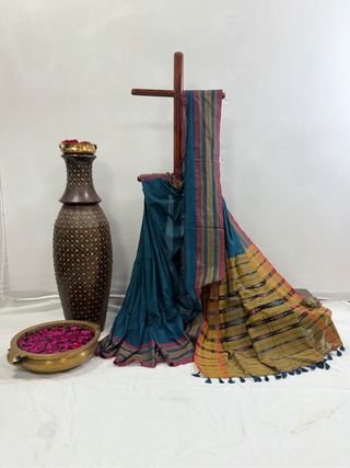 Cotton Odisha Saree Sagarpali,Sambalpur (Sapphire Blue)