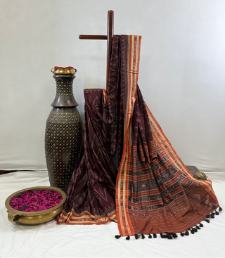 Sambalpuri Ikat Saree (Brown)