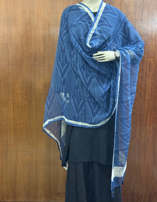 Indigo Dabu Print Pure Kota Dupatta