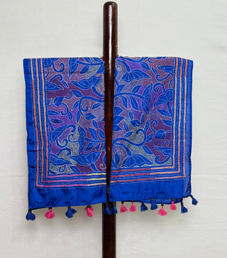 Kantha Hand Embroidered Art Silk (blue)