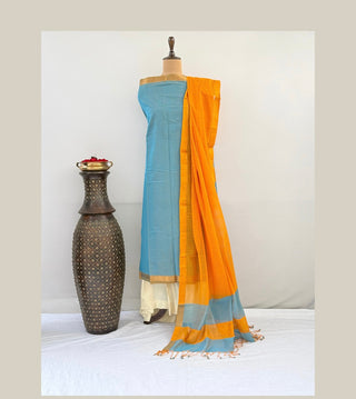 2 PC Mangalagiri Cotton Suit Material (No Bottom)