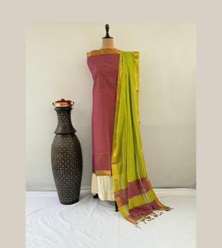 2 PC Mangalagiri Cotton Suit Material (No Bottom)