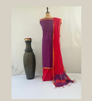 3 PC Mangalagiri Cotton Suit Material